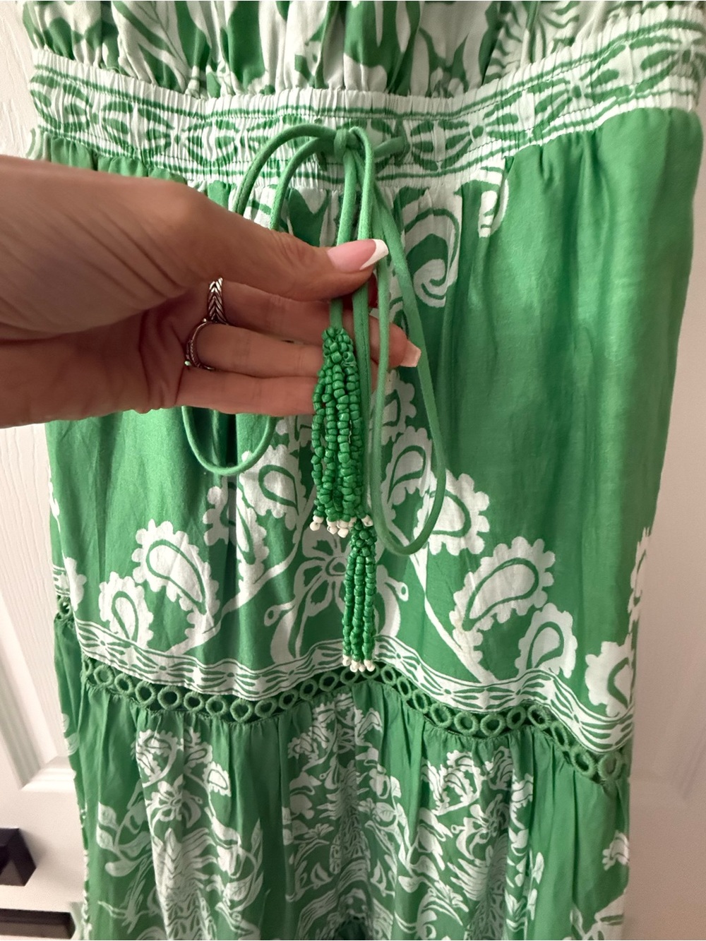 FARM Rio One-Shoulder Green and White Printed Maxi Dress - Picture 6 of 6
